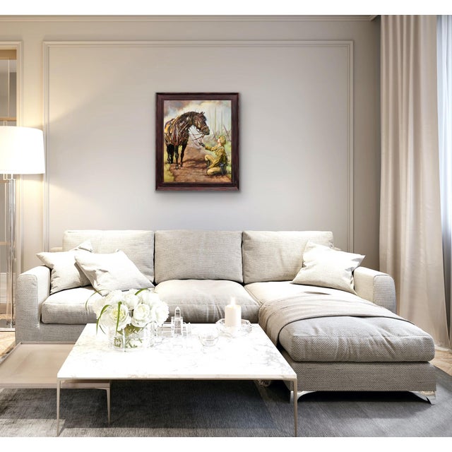 Elin Sian Blake, Black Bay Horse, WWI, 21st Century, Oil on Canvas For Sale - Image 16 of 18