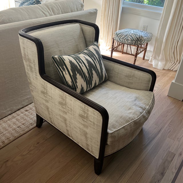 Coffee Pristine John Boon Club Chair in Oyster Linen Velvet For Sale - Image 8 of 8