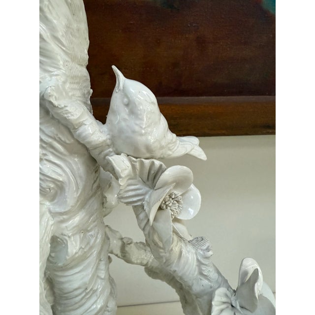 Ceramic Mid 20th Century Large Italian Porcelain Lamp W/ Birds & Foliage For Sale - Image 7 of 12