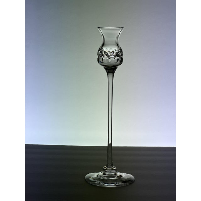 Kosta Boda Clear Crystal Signed Candlestick Prince Pattern