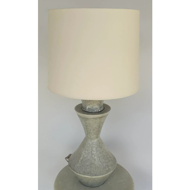 2020s Arteriors Modern Gray Ice Reactive Glaze Dottie Table Lamp For Sale - Image 5 of 5