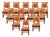 Set of 12 Antique Italian Renaissance Style Hand-Carved Walnut Dining Chairs With Embossed Leather, Circa 1890 For Sale