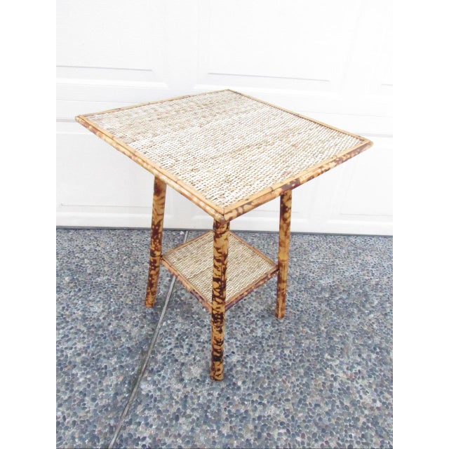 Tan Antique English Tiger Bamboo Table. For Sale - Image 8 of 16