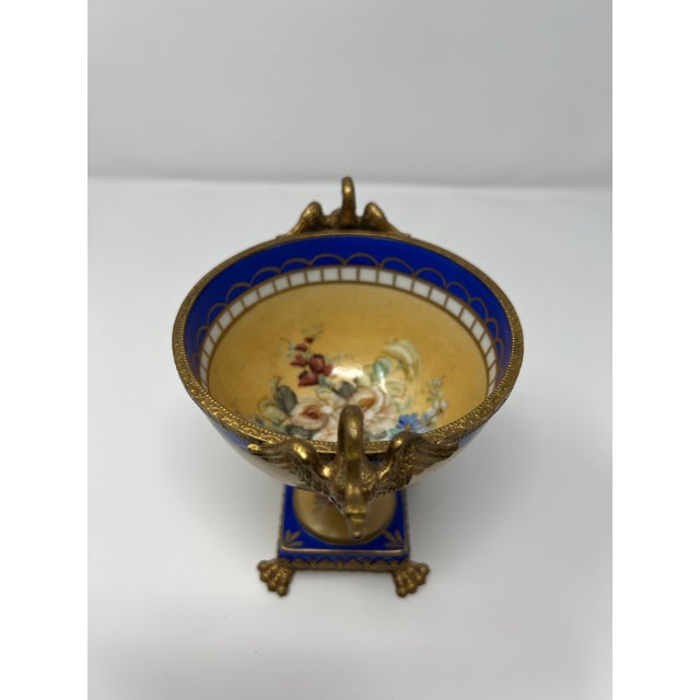 Mid 20th Century French Limoges Neoclassical Porcelain Urn With Gilt Bronze Swan Handles For Sale - Image 9 of 12