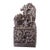 1960s Large Chinese Dragon Seal Sculpture - Antiqued Metal Desk Statue With Green Stone Inlay For Sale