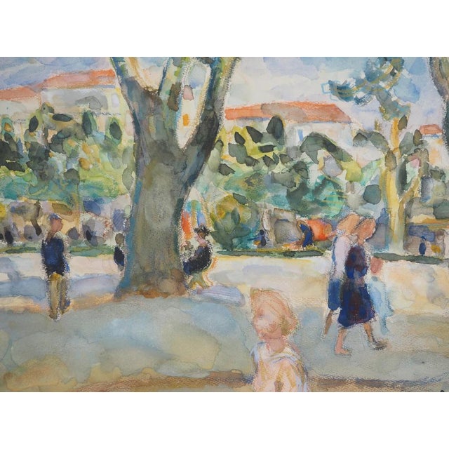 Modern Kurt Groeger, Marseille, Afternoon in the Park, Original Watercolor For Sale - Image 3 of 12