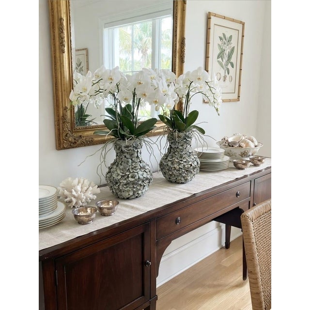 Pair of Vintage Italian Hand-Sculpted Floral Encrusted Ceramic Vases For Sale - Image 12 of 12