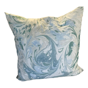 Green and Blue Marbled 22" Down Pillow