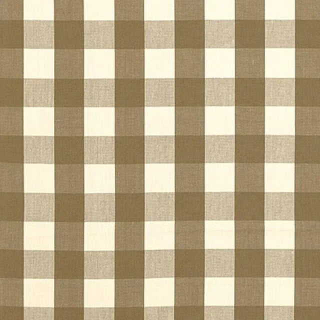 Schumacher Camden Cotton Check Fabric in Mocha For Sale