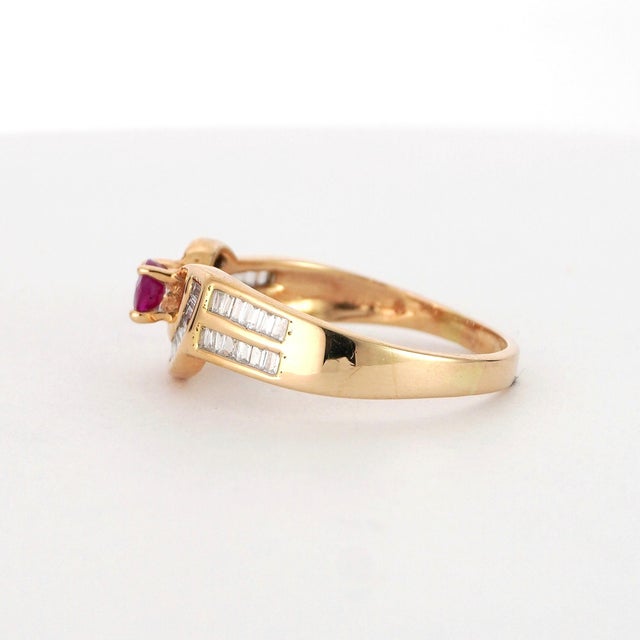 White 18k Yellow Gold Ring With 0.29ct Ruby & 0.31ct Diamond Accents For Sale - Image 8 of 18