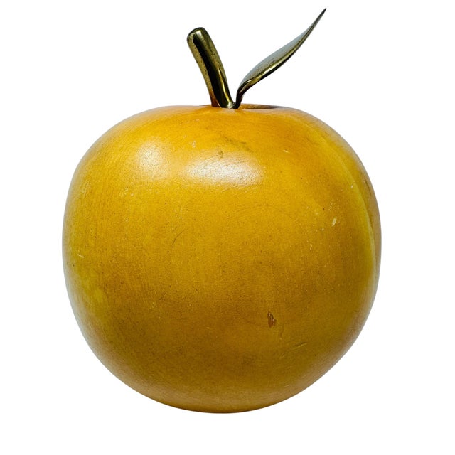 Mid-Century Modern Colossal 10.5" Vintage 1970s Hand-Carved Wood Peach Sculpture - Costa Rica For Sale - Image 3 of 10