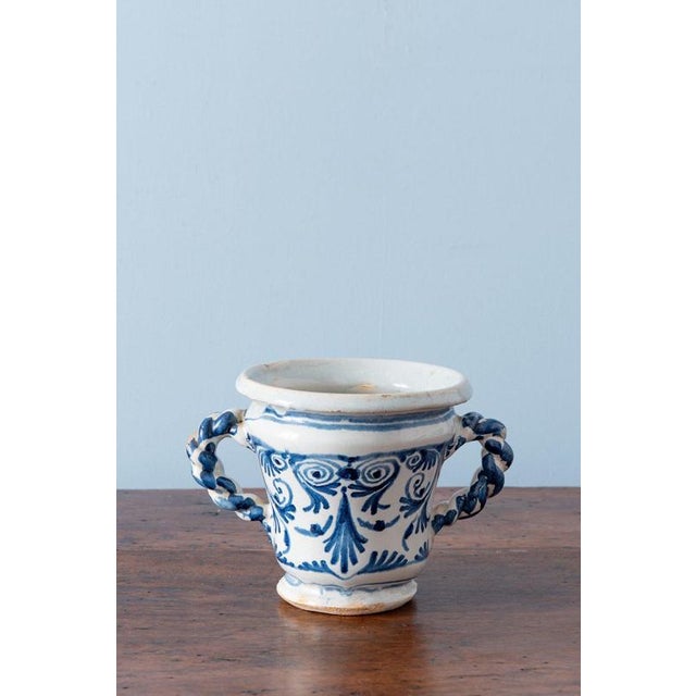 17th Century Nevers Faience Blue and White Jasmine Vases, Set of 2 For Sale - Image 9 of 18