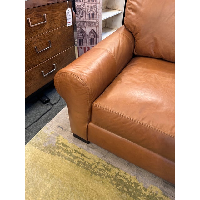 Pottery Barn Turner Roll Arm Leather Sofa, Caramel For Sale In San Francisco - Image 6 of 12