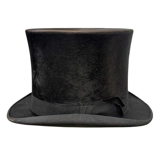 19th Century Top Hat and Leather Hat Box For Sale - Image 9 of 12