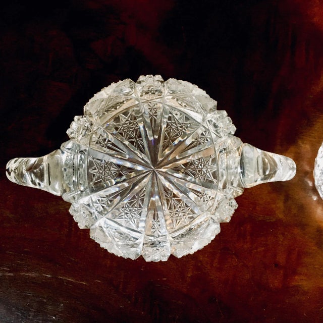Transparent American Brilliant Period Cut Glass Sugar and Creamer - 2 Pieces For Sale - Image 8 of 13