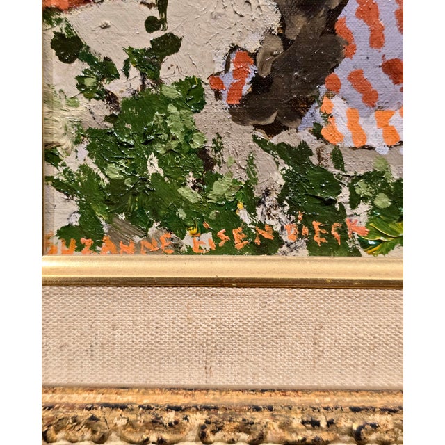 Textile Suzanne Eisendieck -1960s Cros-De-Cagnes Beach Scene Oil Painting For Sale - Image 7 of 13