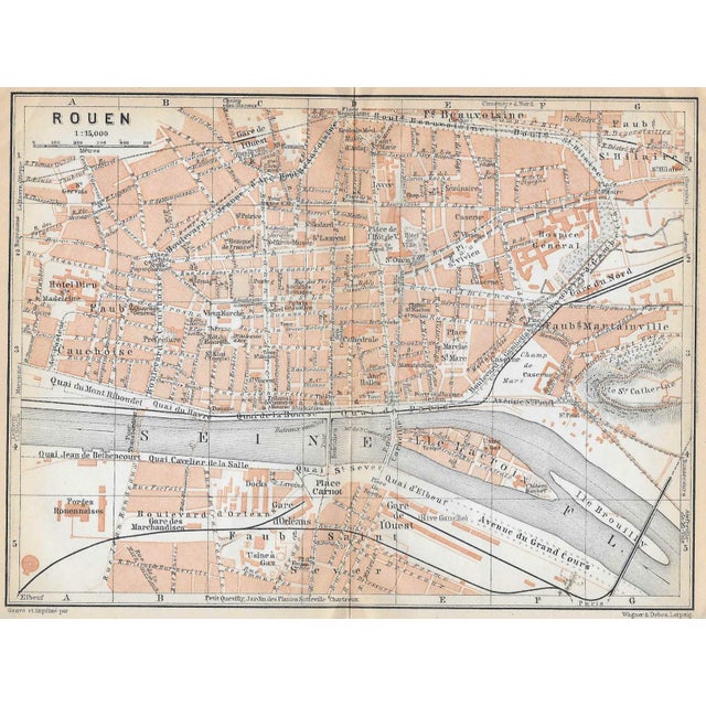 Traditional Antique Map of Rouen France For Sale - Image 3 of 3