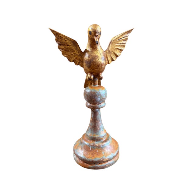 Carved Wood Bird Sculpture on Finial 8" H For Sale In New York - Image 6 of 6