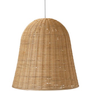 Monumental Boho Chic Rattan Wicker Pendant For Sale