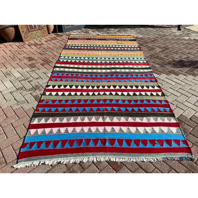 Colorfull Vintage Kilim _ 67" X 137" For Sale - Image 10 of 10
