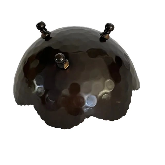 Asian Hand-Hammered Copper & Matte Black Bowl For Sale - Image 3 of 6