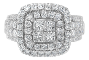 14KT White Gold Round and Princess Diamond Ring (2 1/4 cttw, H-I Color, SI1-SI2 Clarity) - Size 7