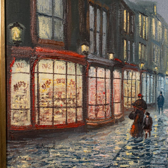 Late 20th Century 1980's Large Vintage Edwardian Street Painting For Sale - Image 5 of 11