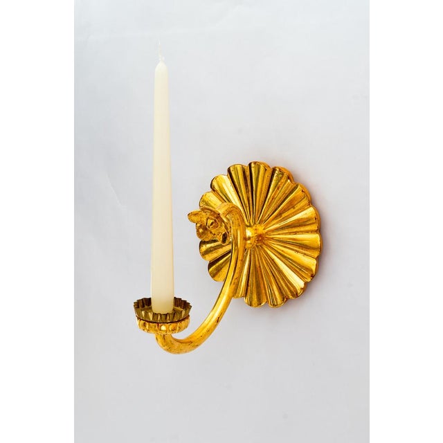 Wood Art Deco Carved and Gilded Wood Wall Candleholder, 1920s, Set of 2 For Sale - Image 7 of 12