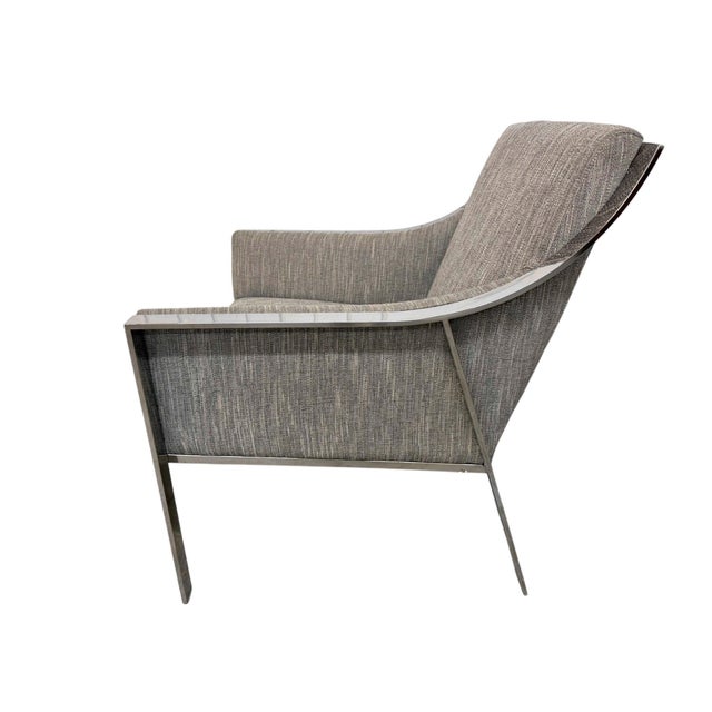 Milo Baughman Vintage Milo Baughman Style Flat Bar Chrome Arm Chair For Sale - Image 4 of 5