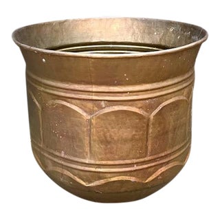 Large Solid Brass Scalloped Planter For Sale