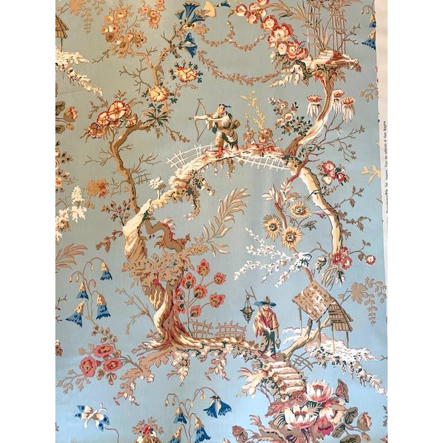 2000 - 2009 Brunschwig and Fils "Chinese Landscape" Cotton Chintz Blue Fabric -12 Yds For Sale - Image 5 of 12