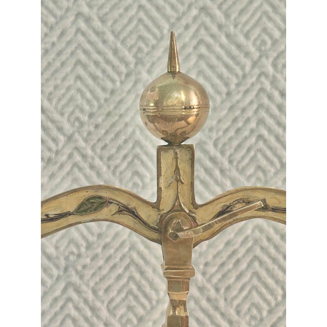 Vintage Italian Hollywood Regency Brass Balance Scale With Floral Enamel Decoration For Sale - Image 4 of 8
