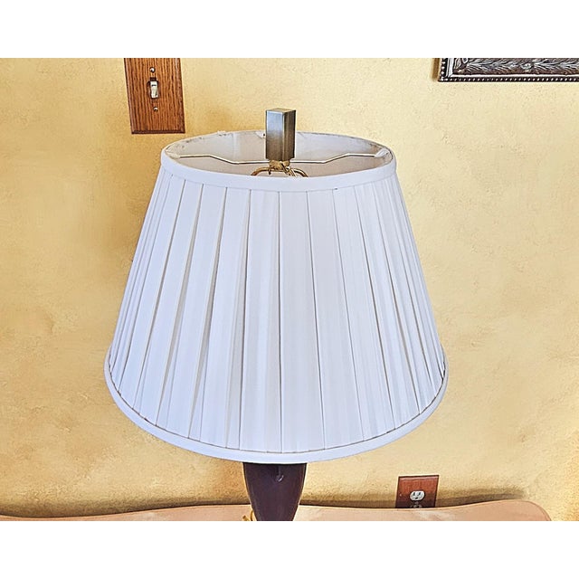 Transitional Style Brass & Deep Purple Ceramic Table Lamp For Sale - Image 9 of 12