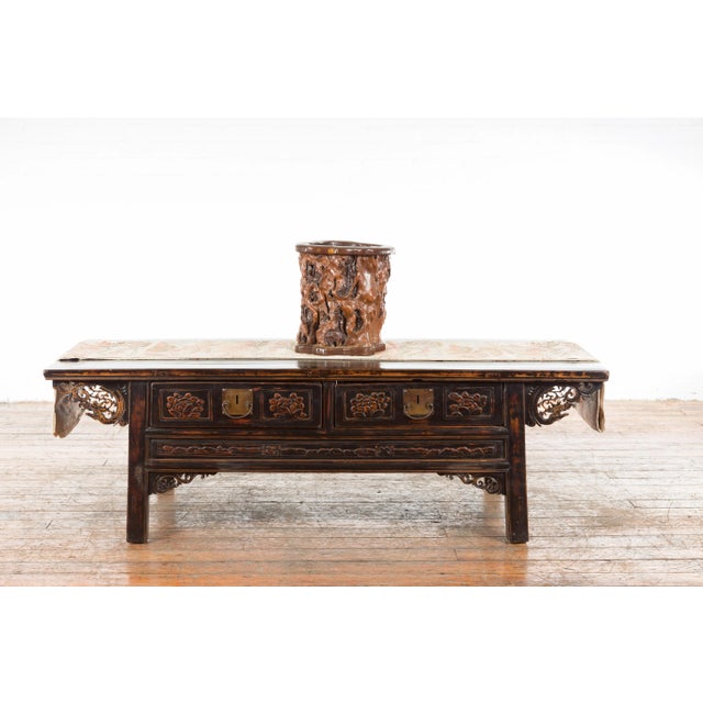 A Chinese vintage root planter from the mid 20th century, with dark brown patina. Created in China during the midcentury...