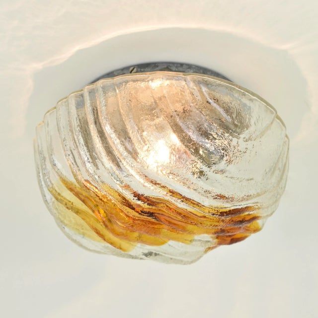 Structured Glass Flush Mount by AV Mazzega, Murano, 1970s, in Very Good conditions. Designed 1960 to 1969 I have official...