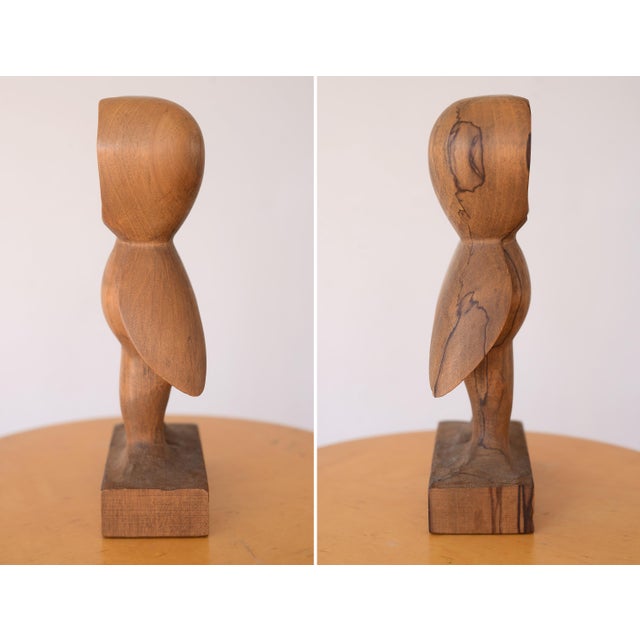 Wood Vintage Don Shoemaker Hand-Carved Wooden Owl Sculpture For Sale - Image 7 of 11
