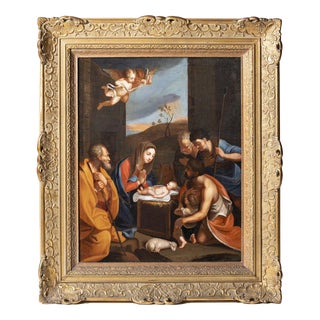Holy Family, 19th Century, Oil on Canvas For Sale