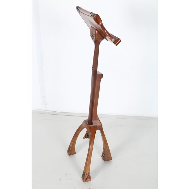 Folk Art Gabriel McKeagney Celtic Hand Carved Wood Music Stand For Sale - Image 3 of 10