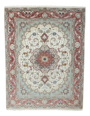 Hand-Knotted Oriental Rug with Silk