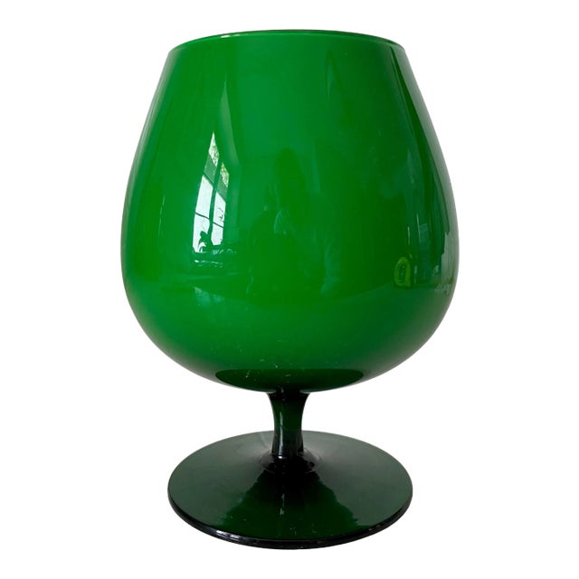 Mid-Century Modern Italian Cased Glass Green Snifter For Sale