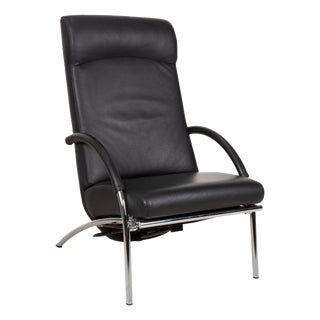 Rocky Lounge Chair in Black Leather from IP Design For Sale