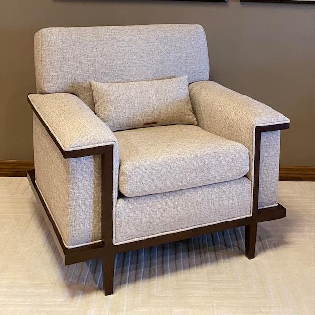 Studio A Home Craftsman Mid-Century Wood-Accented Lounge Chair For Sale - Image 4 of 16