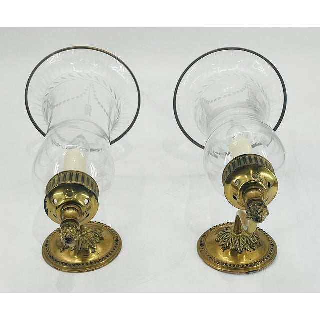 1990s 1990s Charles Edwards London Brass Hurricane Wall Sconces - a Pair For Sale - Image 5 of 18