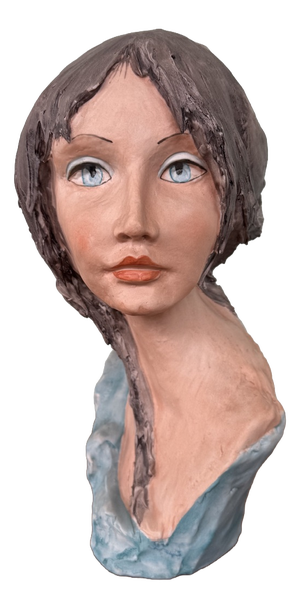 Italian Handcrafted and Signed Female Bust in Ceramic