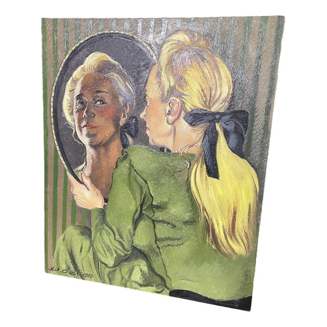 Marie-Antoinette Chalus, Portrait of Woman, 1990, Oil on Canvas For Sale