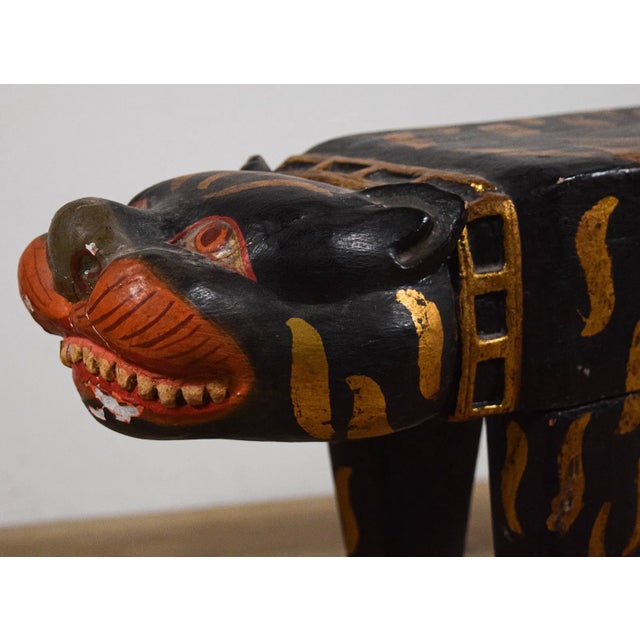 Mid 20th Century Mid-20th Century Hand-Carved Folk Art Cat Form Sculptural Bench For Sale - Image 5 of 10