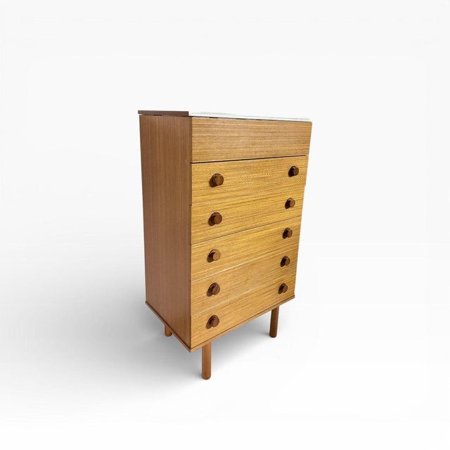 Metal Mid-Century Modern Teak Chest of Drawers with Lift-Up Mirror, 1960s For Sale - Image 7 of 7