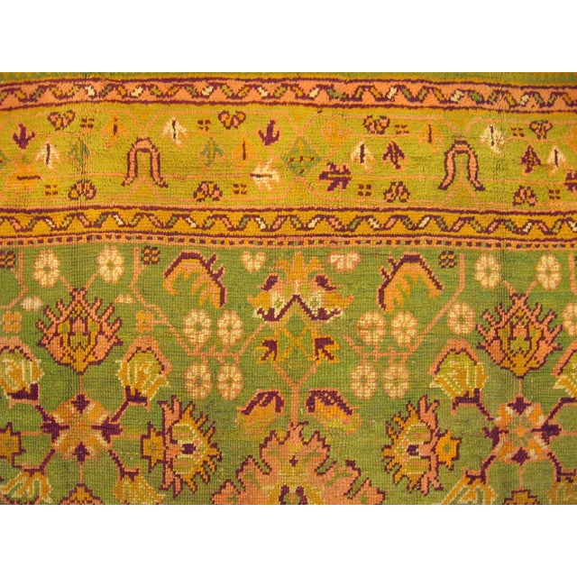 Early 20th century Apple green color turkish oushak room size rug