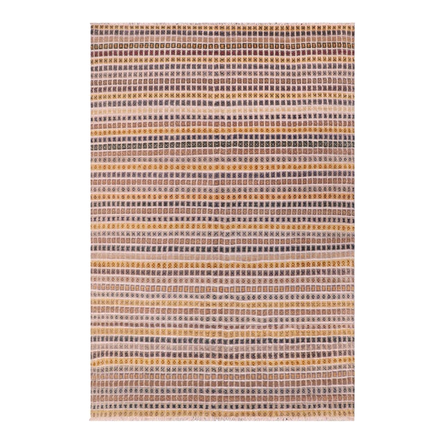 Boho Chic Gray/Blue High Low Wool Rug - 7'9'' X 10'6'' For Sale