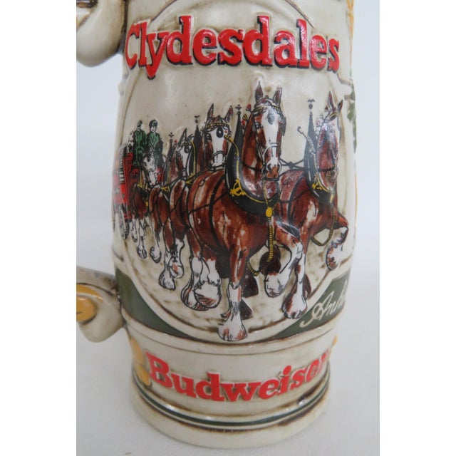 Budweiser Beer Stein Clydesdales Horses Relief Ceramarte Brazil 1980s Mug 4826b For Sale In Miami - Image 6 of 14